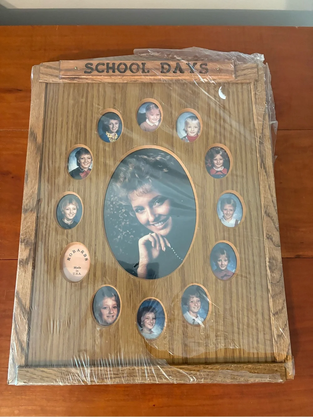 Vtg Robarb’s School Days Solid Oak Photo Frame K-12 Graduation Memory Display